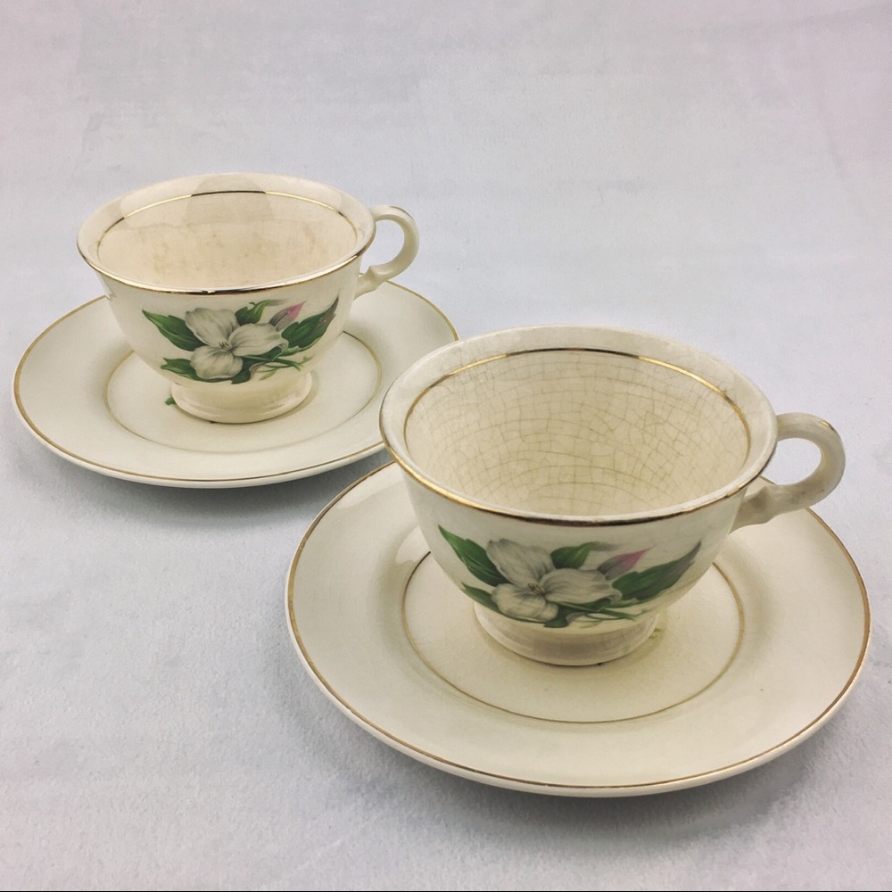 American Limoges Trillium 22K Teacup & Saucer Set